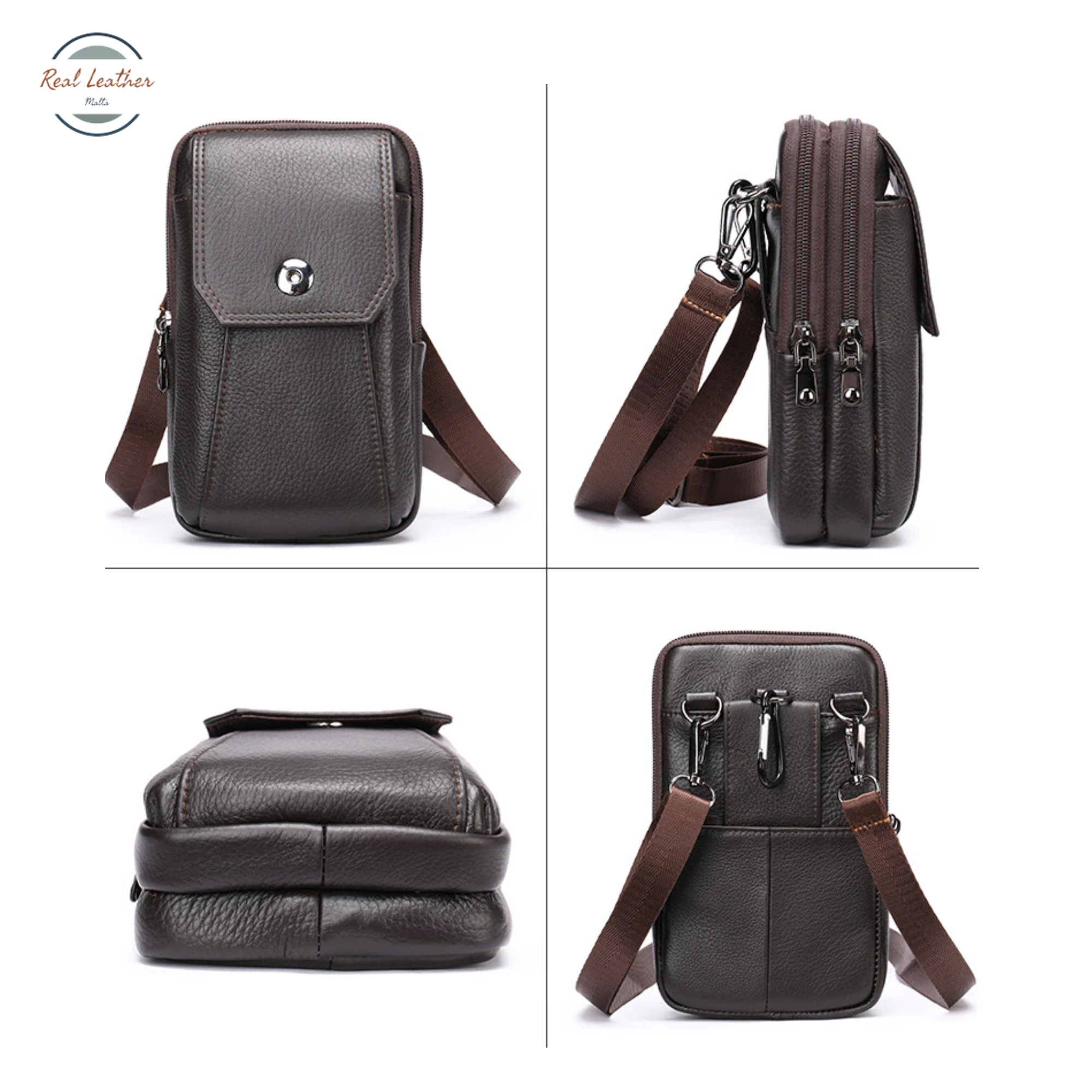 Genuine Leather Men's Outdoor Small Waist Bag