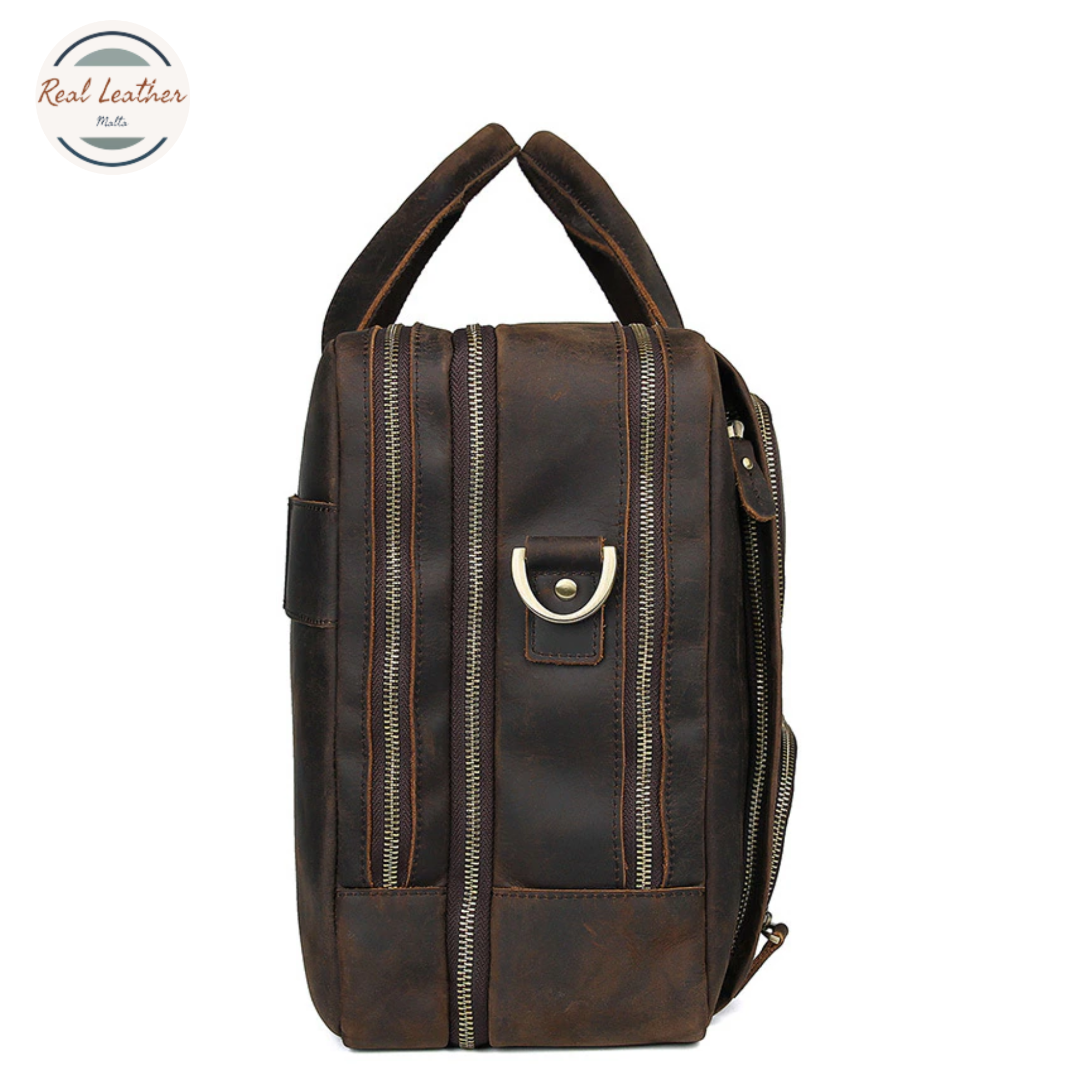 Genuine Leather Vintage Men's Briefcase With Multiple Pockets