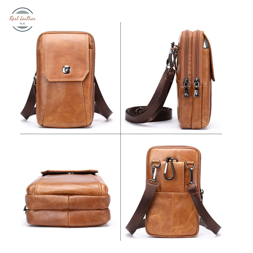 Genuine Leather Men's Outdoor Small Waist Bag