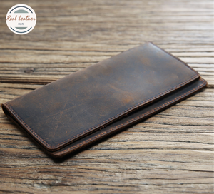 Genuine Leather Men's Slim Long Wallet