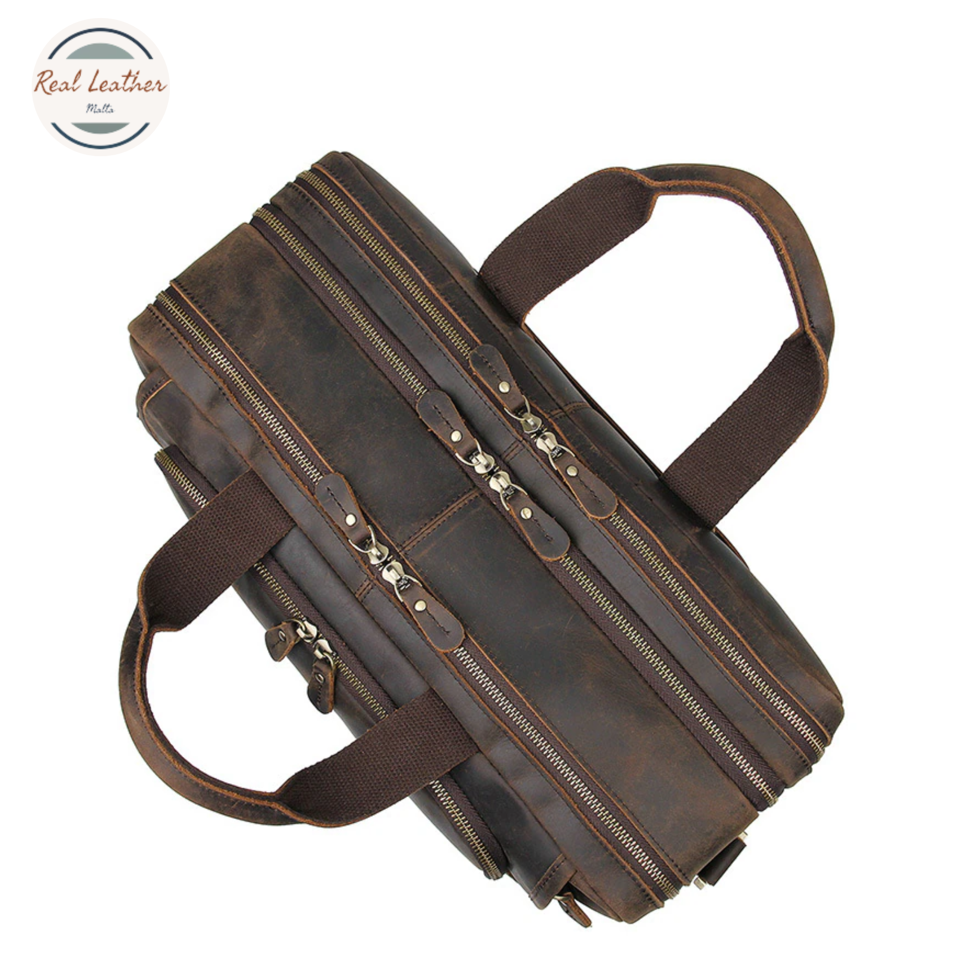 Genuine Leather Vintage Men's Briefcase With Multiple Pockets