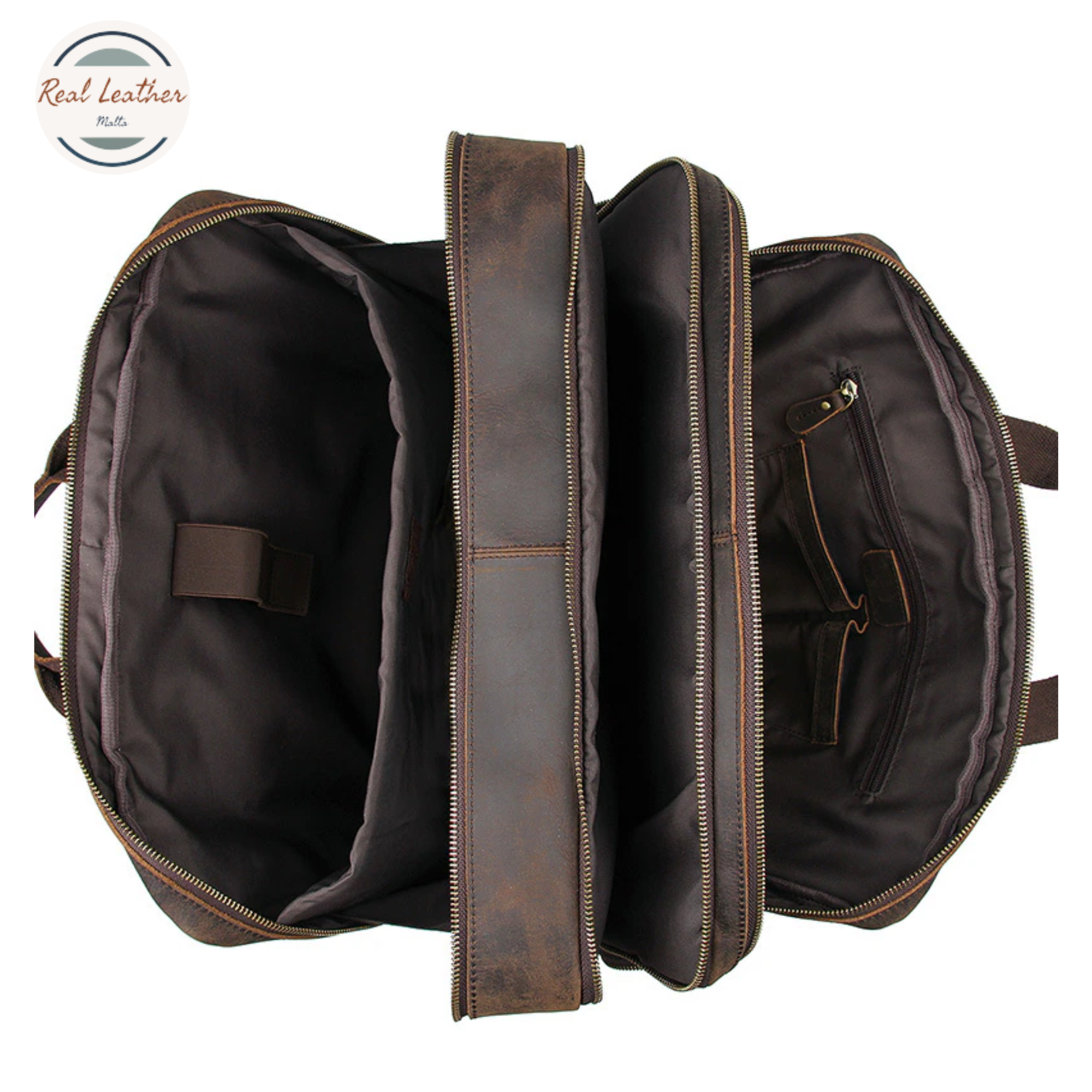 Genuine Leather Vintage Men's Briefcase With Multiple Pockets