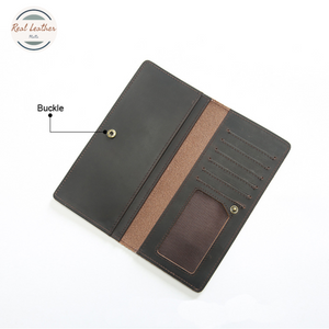 Genuine Leather Men's Slim Long Wallet