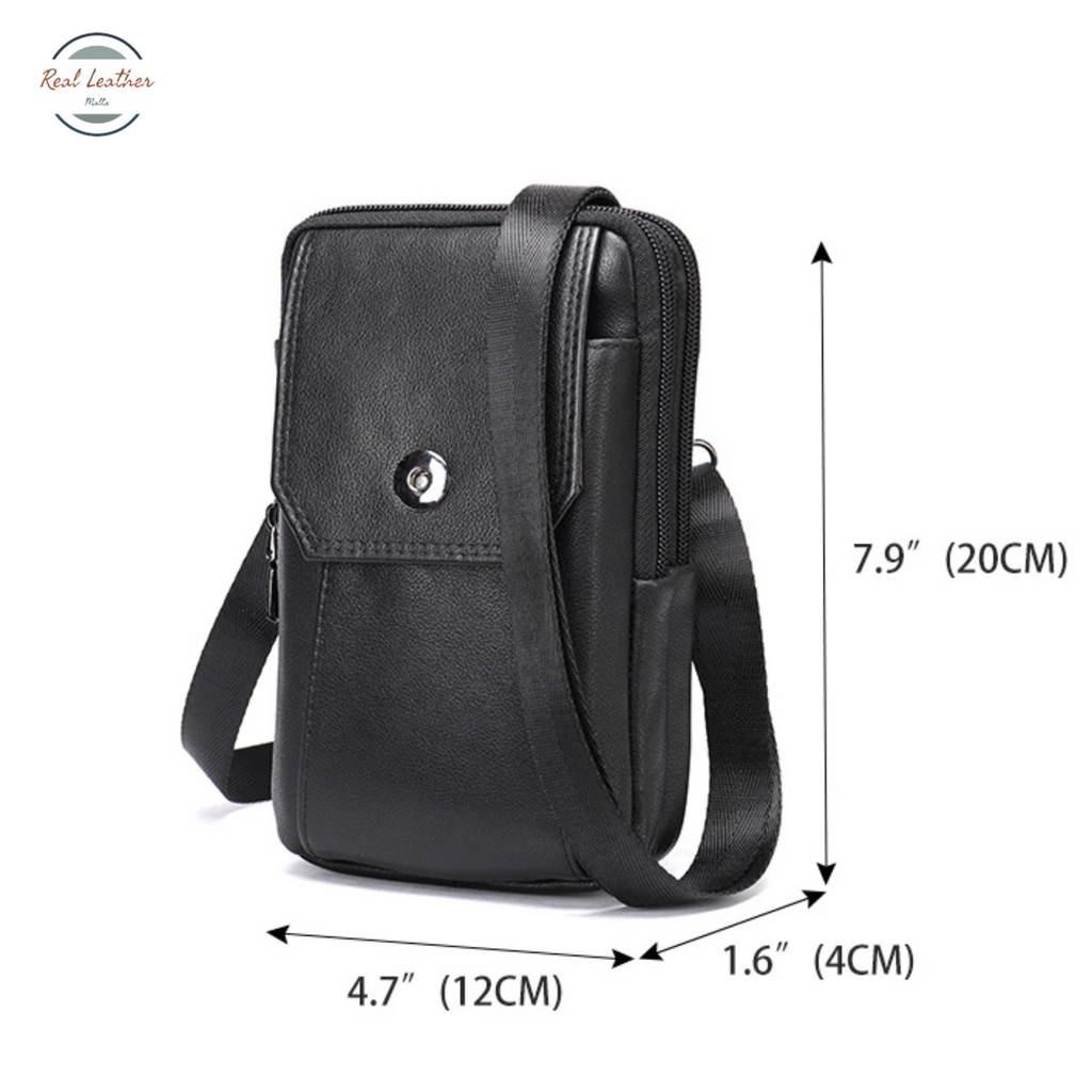Genuine Leather Men's Outdoor Small Waist Bag