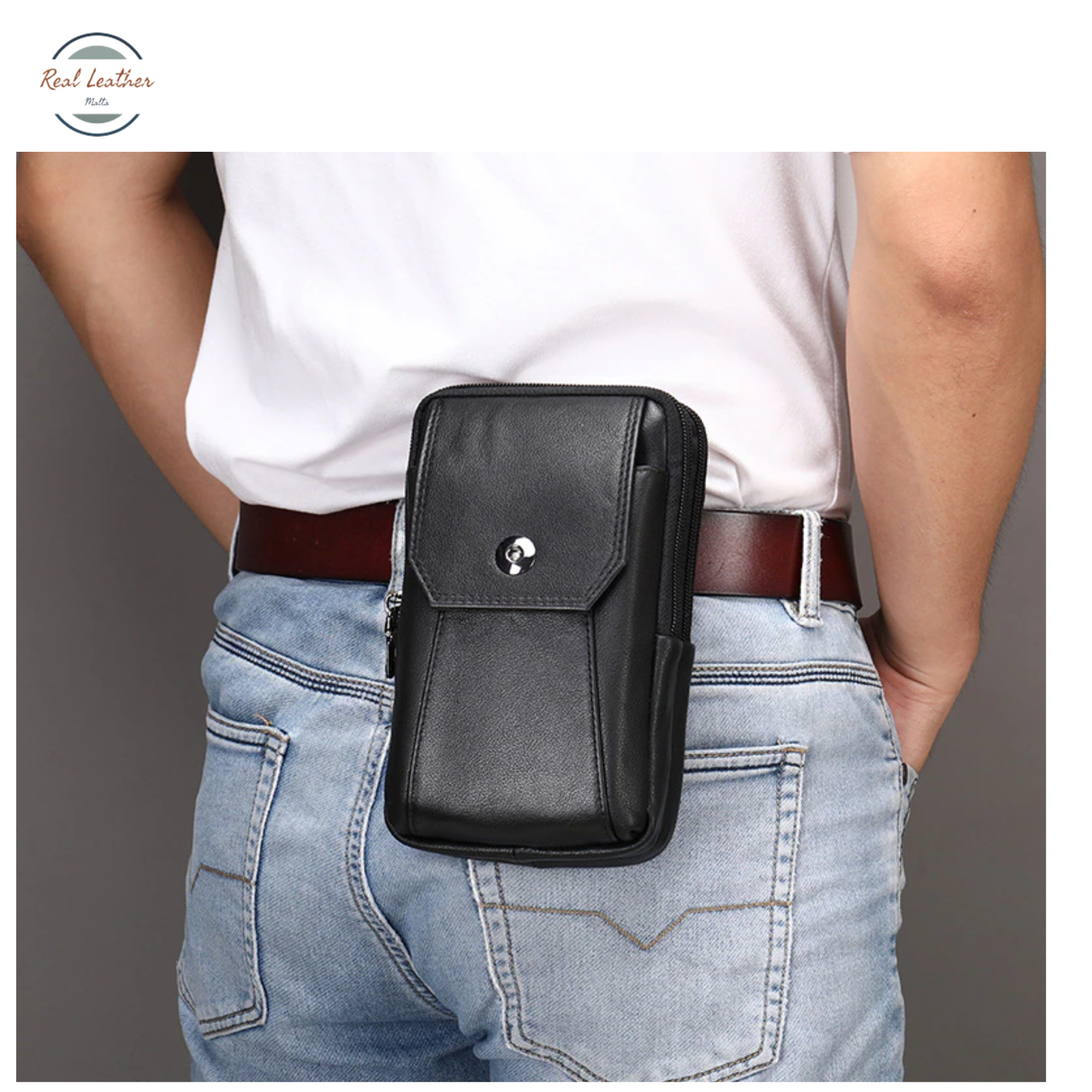 Genuine Leather Men's Outdoor Small Waist Bag