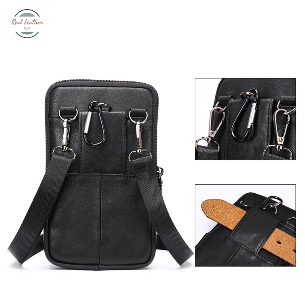 Genuine Leather Men's Outdoor Small Waist Bag