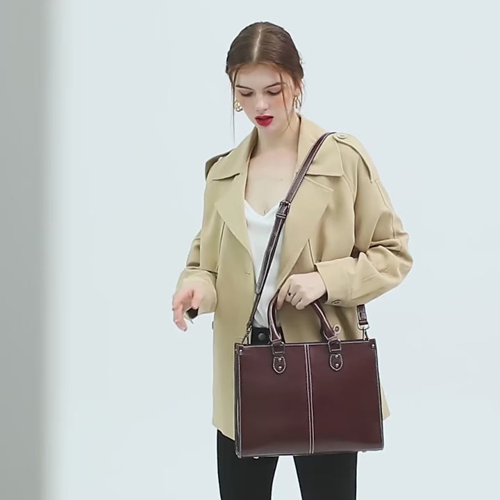 Genuine Leather Women's 4 in 1 Handbag Crossbody Tote