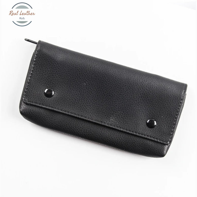 Real Leather Tobacco Case Organizer Black