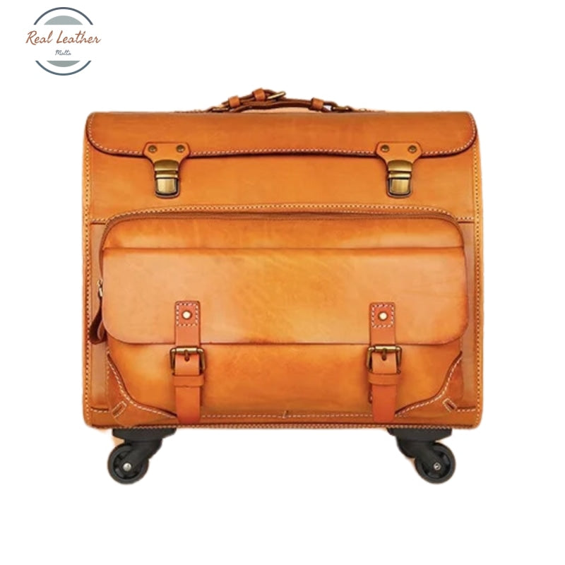 Retro Leather Travel Suitcase Brown Luggage & Bags