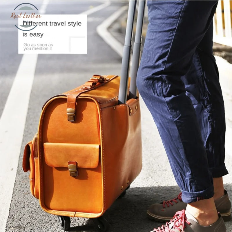 Retro Leather Travel Suitcase Luggage & Bags