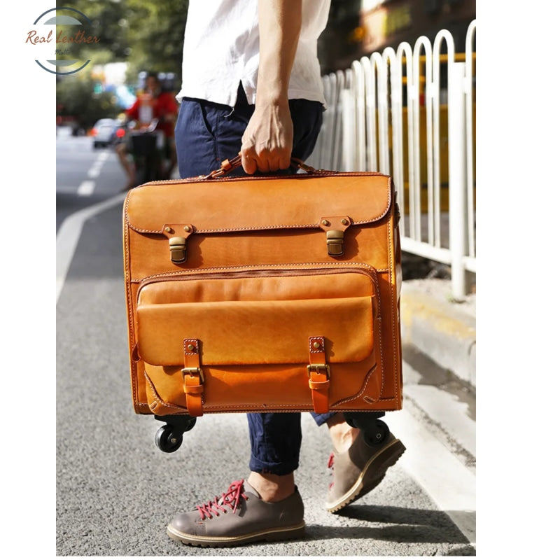 Retro Leather Travel Suitcase Luggage & Bags