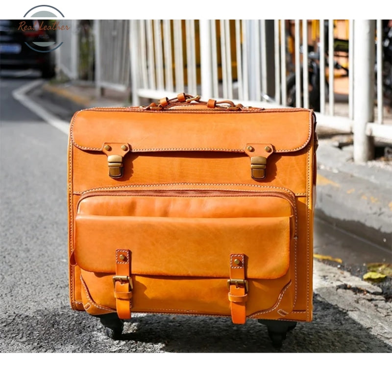 Retro Leather Travel Suitcase Luggage & Bags