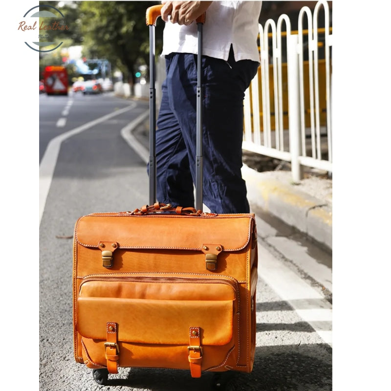 Retro Leather Travel Suitcase Luggage & Bags