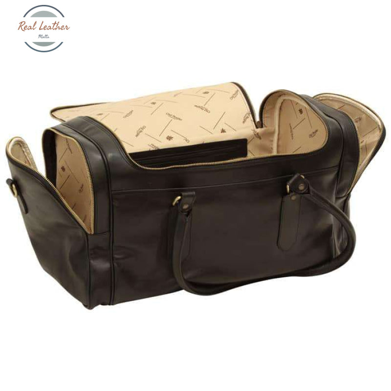 Round Metal Zip Leather Travel Bag Travel bag