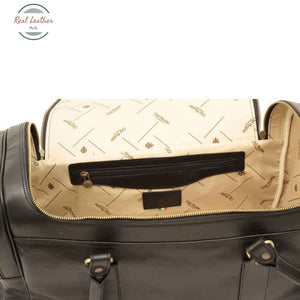 Round Metal Zip Leather Travel Bag Travel bag