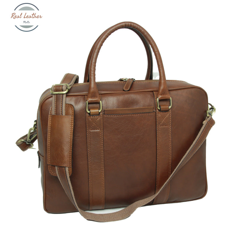 Soft Calfskin Leather Briefcase Chestnut Briefcases