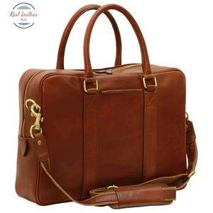 Soft Calfskin Leather Briefcase Mahogany Briefcases