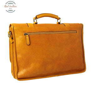Soft Calfskin Leather Briefcase Ochre Briefcases