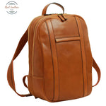 Soft Calfskin Leather Laptop Backpack with backside troller strap-round Gold Backpack