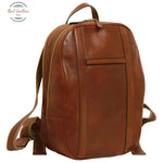 Soft Calfskin Leather Laptop Backpack with backside troller strap-round Mahogany Backpack