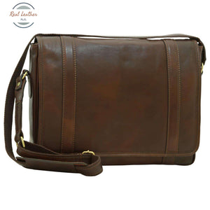 Soft Calfskin Leather Messenger Bag Dark Brown Messenger Bag