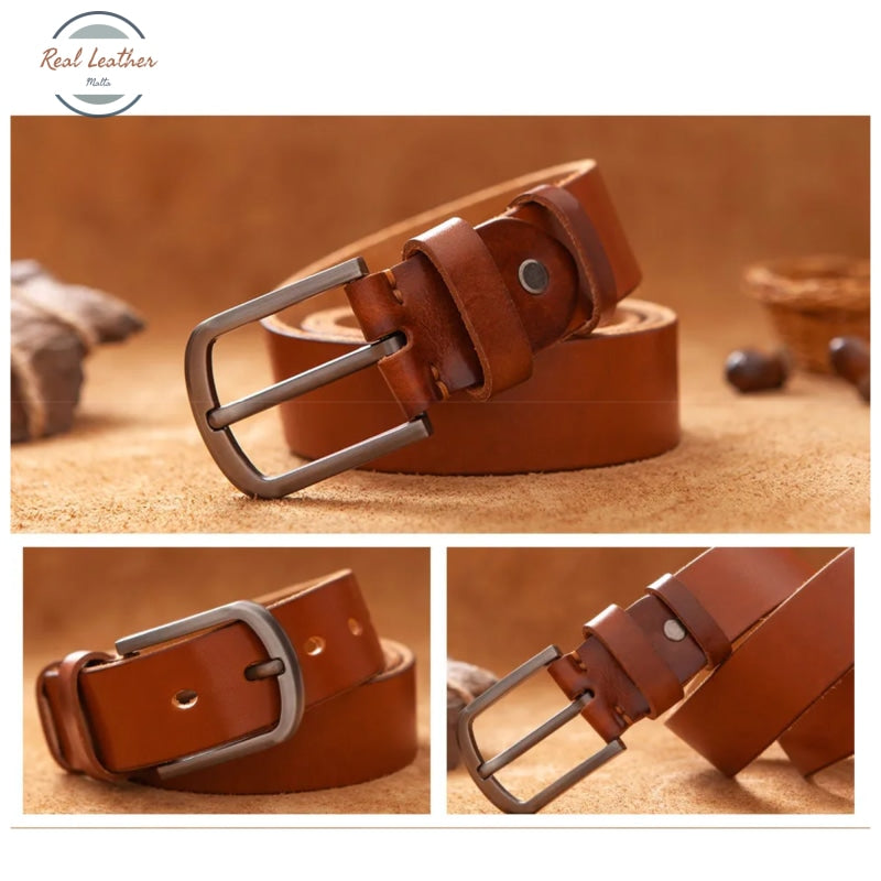 Vintage Leather Belt Formen Brown