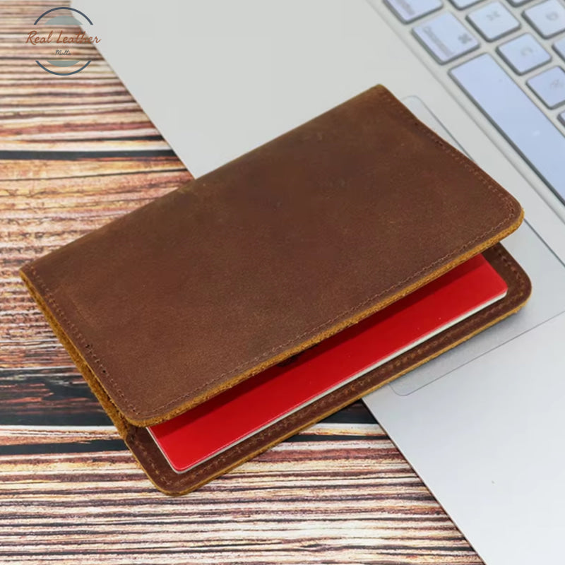 Vintage Leather Passport And Card Holder Brown Cover