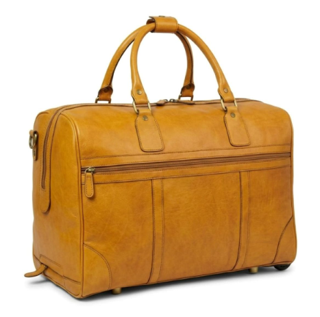 LUSSO Full-grain leather duffel bag with trolley