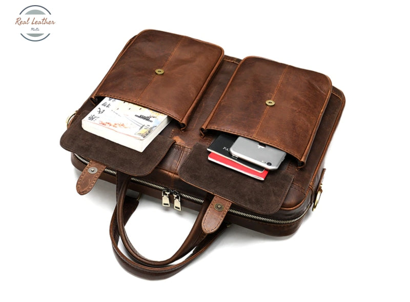 15 Inch Vintage Handmade Leather Briefcase / Laptop Bag