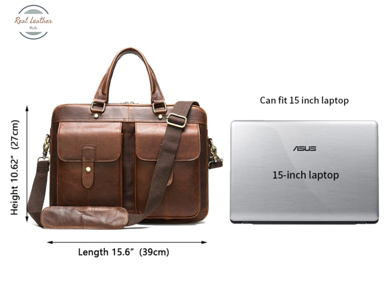 15 Inch Vintage Handmade Leather Briefcase / Laptop Bag