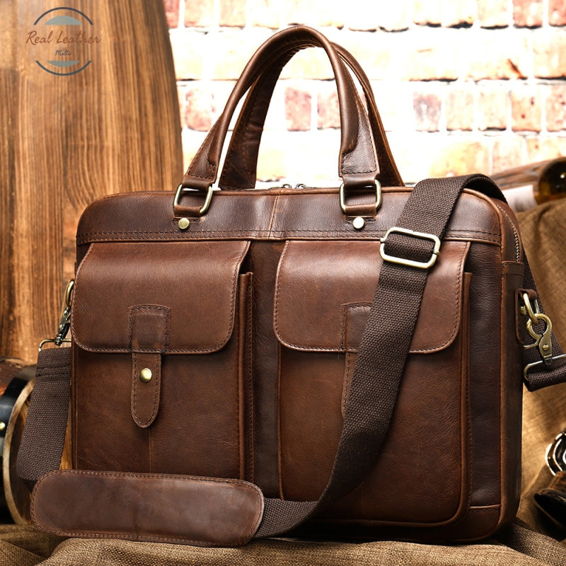 15 Inch Vintage Handmade Leather Briefcase / Laptop Bag