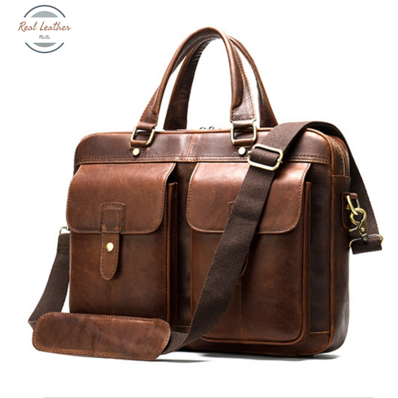 15 Inch Vintage Handmade Leather Briefcase / Laptop Bag