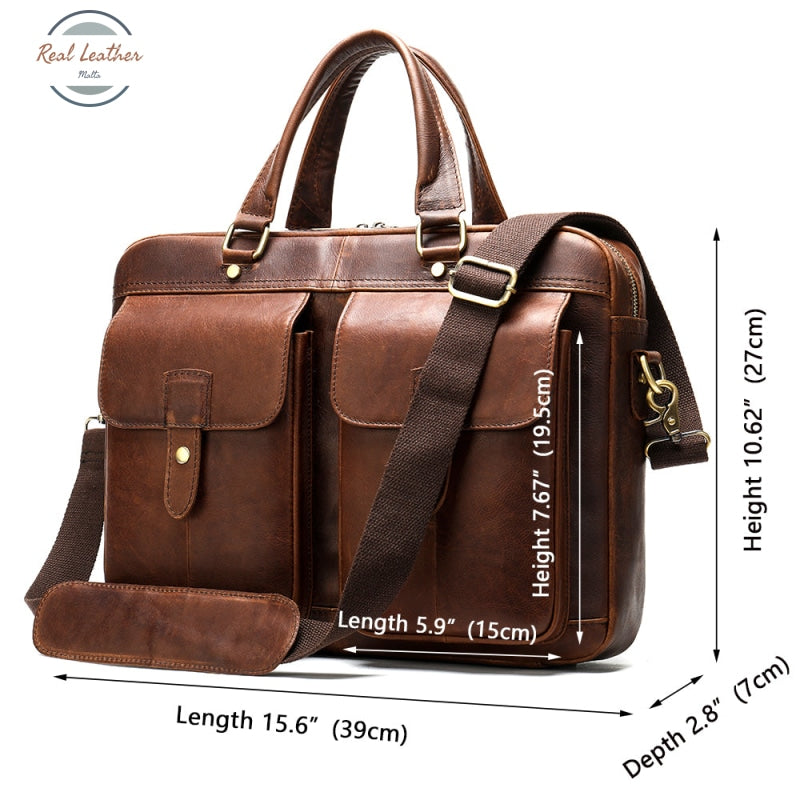 15 Inch Vintage Handmade Leather Briefcase / Laptop Bag