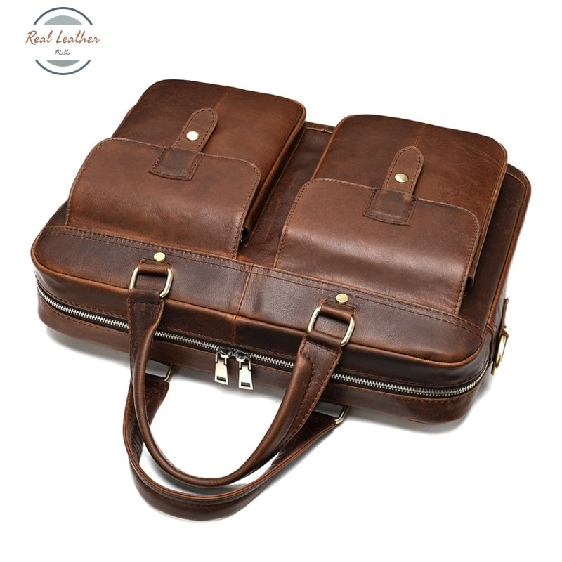 15 Inch Vintage Handmade Leather Briefcase / Laptop Bag