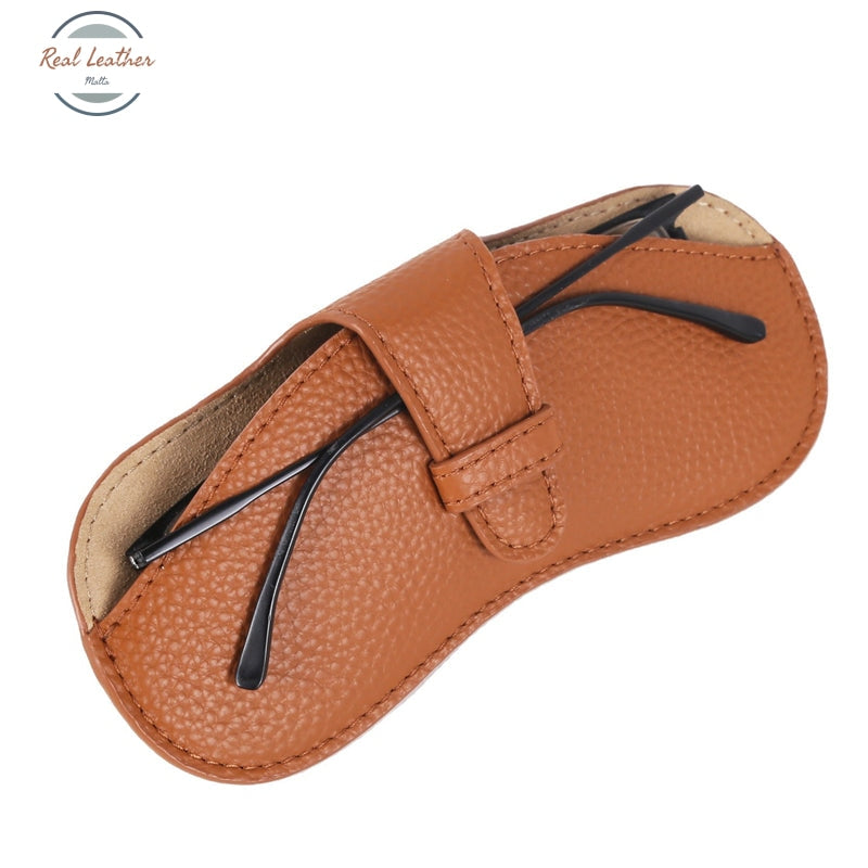 2022 New Genuine Leather Glasses Case Sun Spectacle Sunglasses Storage Bag Eyewear Cover Portable