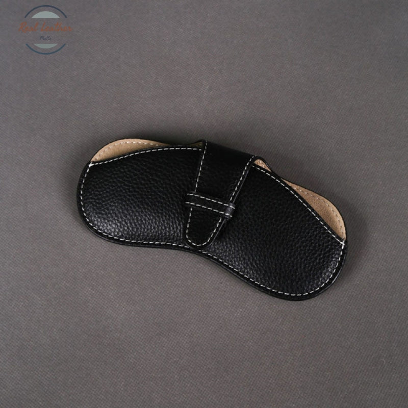 2022 New Genuine Leather Glasses Case Sun Spectacle Sunglasses Storage Bag Eyewear Cover Portable