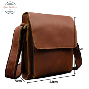 Men's Crazy Horse Leather Messenger Bag