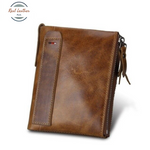 Vintage Cowhide RFID Double Zipper Wallet