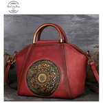 Genuine Leather Mandala Design Vintage Handbag