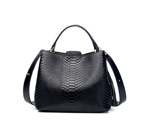 Crocodile Print Leather Handbag