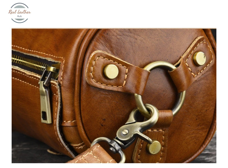Barrel-Shaped Small Retro Leather Shoulder Bag Bags