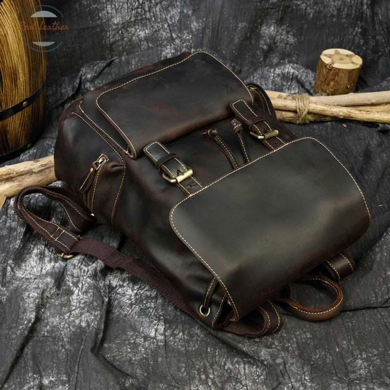 Casual Crazy Horse Leather Vintage Style Bagpack Backpacks
