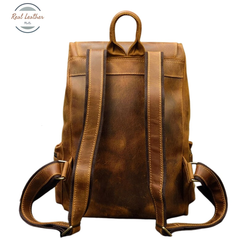 Casual Crazy Horse Leather Vintage Style Bagpack Backpacks