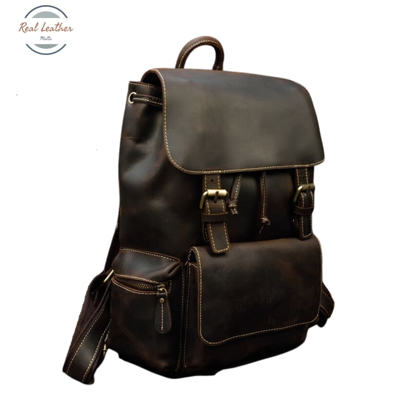Casual Crazy Horse Leather Vintage Style Bagpack Backpacks