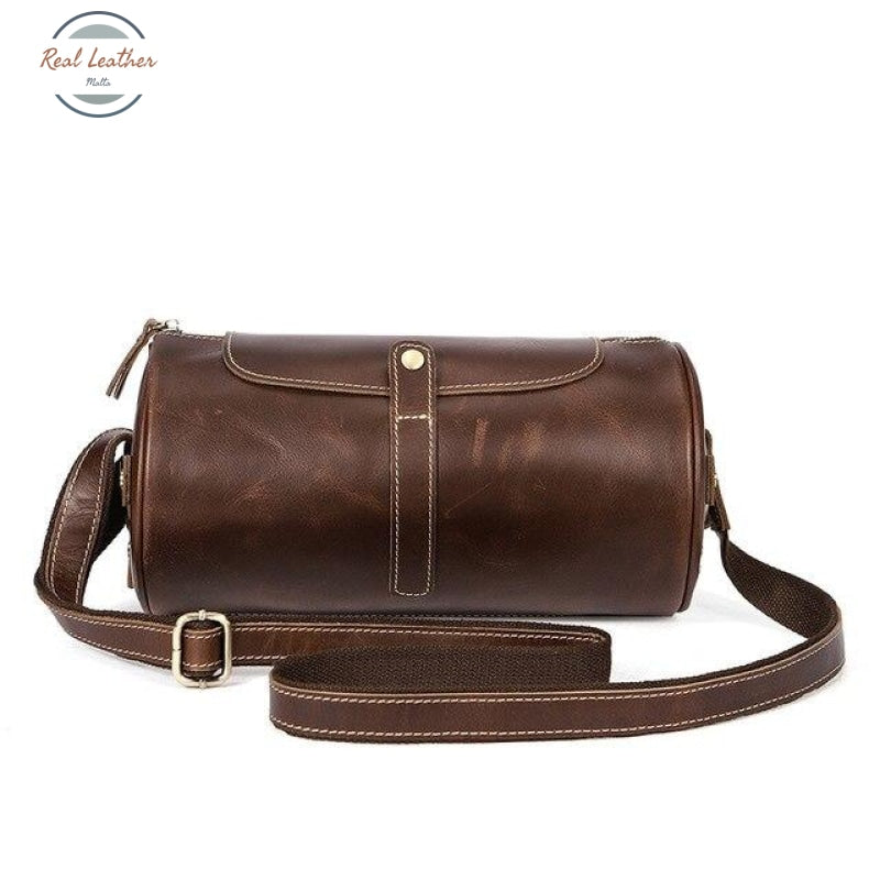 Casual Genuine Barrel Bag Red Coffee / 27Cm X13Cm Bags