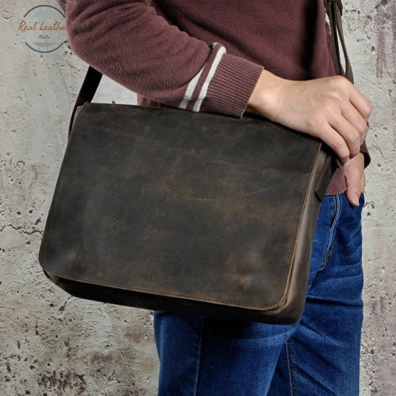 Casual Leather Cross Body Bag Brown