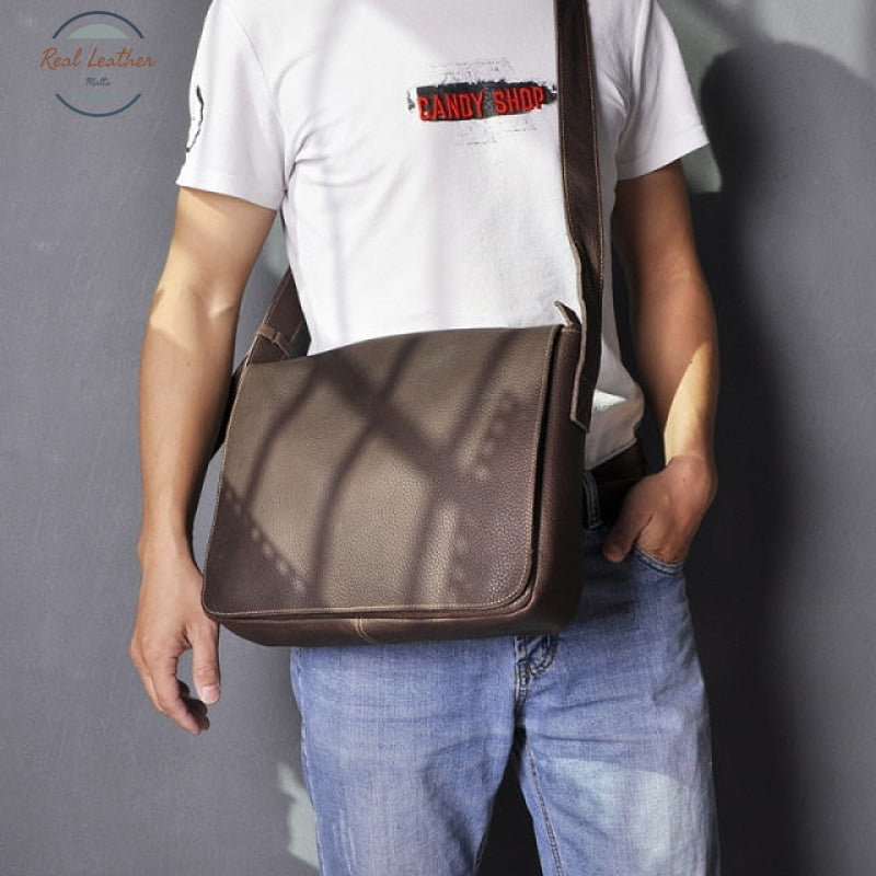 Casual Leather Cross Body Bag Brown 2