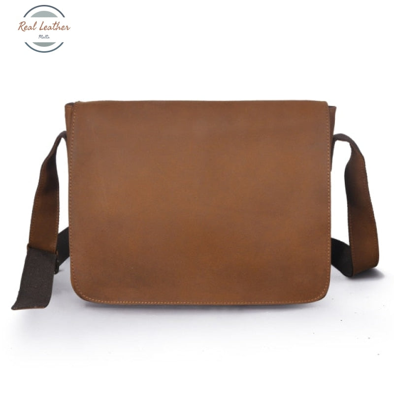 Casual Leather Cross Body Bag Light Brown