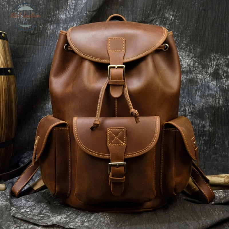 Classic Style Travel Backpack Brown