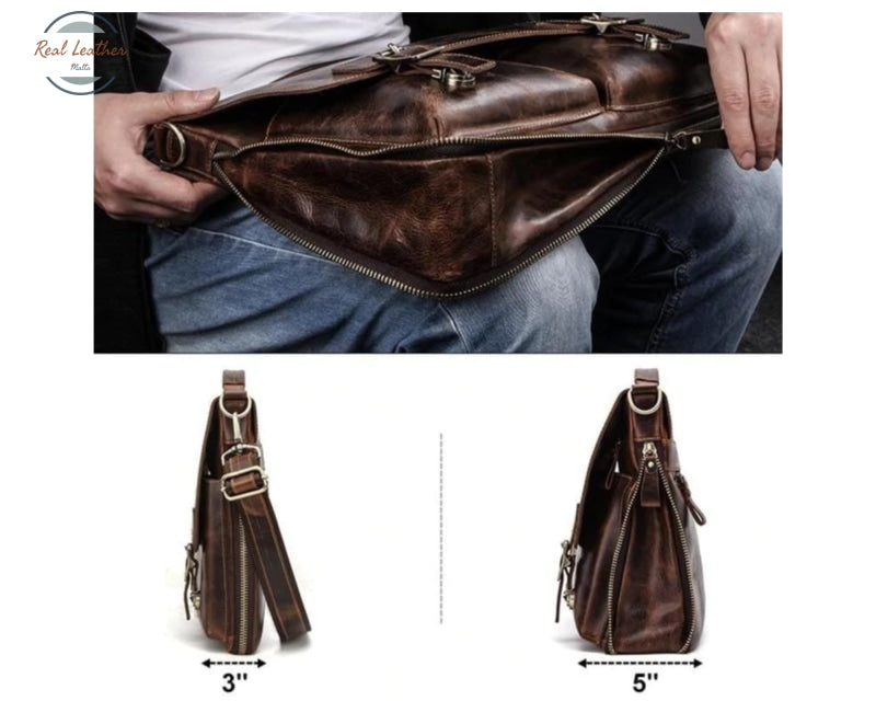 Contact's Men Briefcase Bag Crazy Horse Leather Shoulder Messenger Bags Famous Brand Business